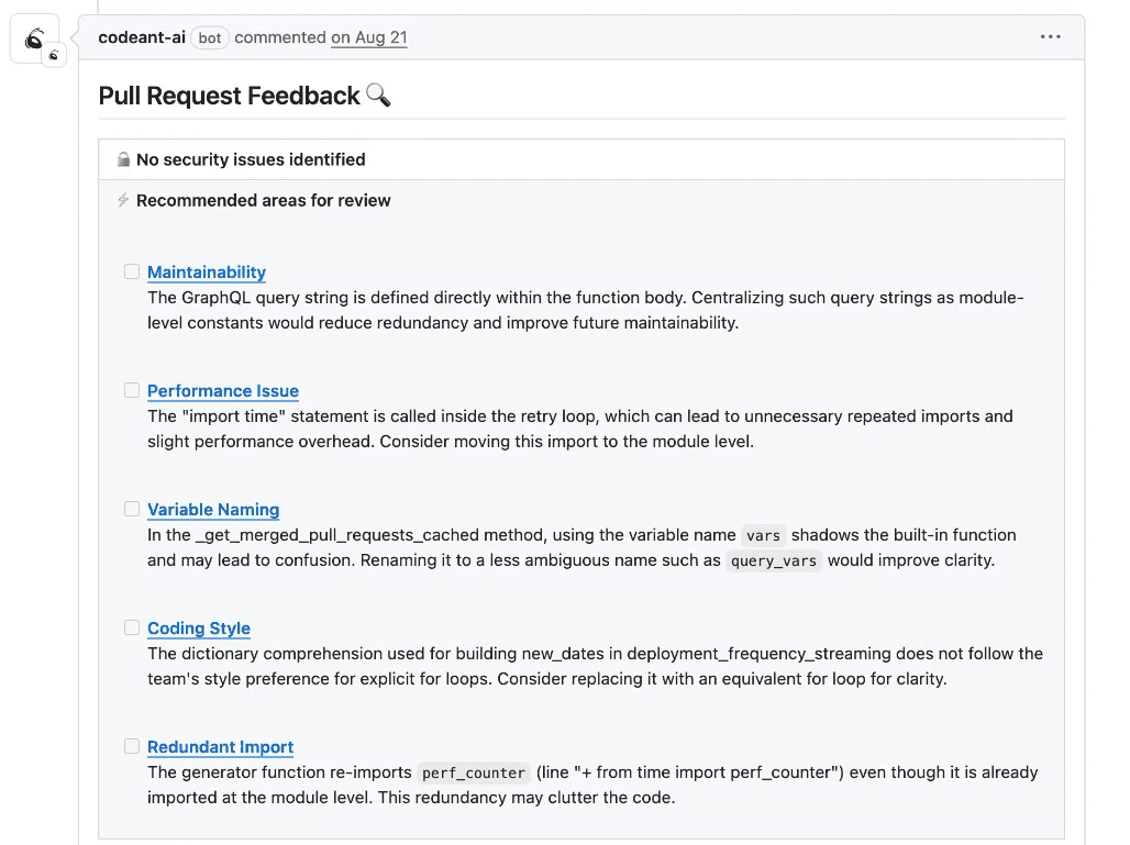  AI code review workflow showing automated checks (linters, CI, CodeAnt AI) running before human review to improve speed and accuracy.