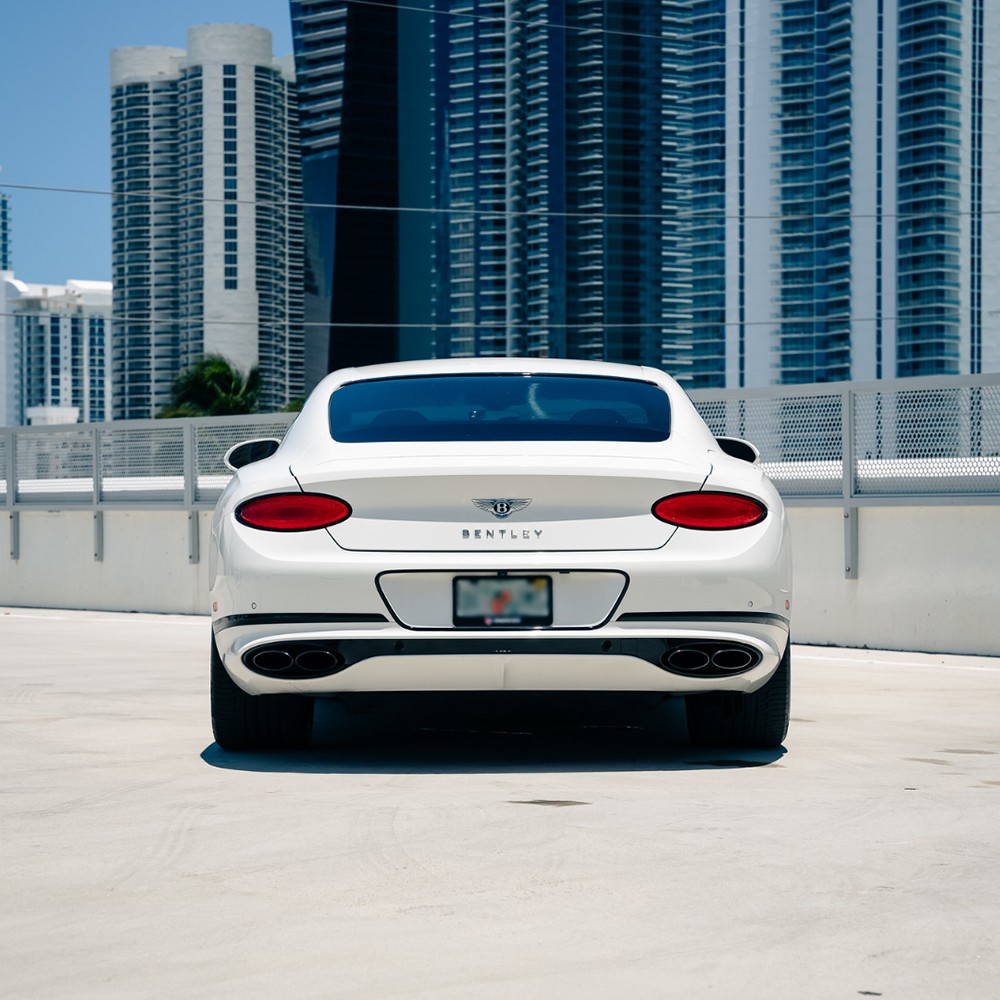 Rear view of the Bentley Continental GT showing taillights and wide rear stance