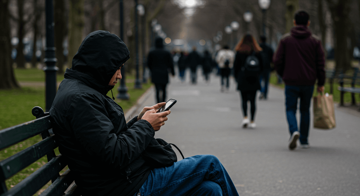 person focused on phone