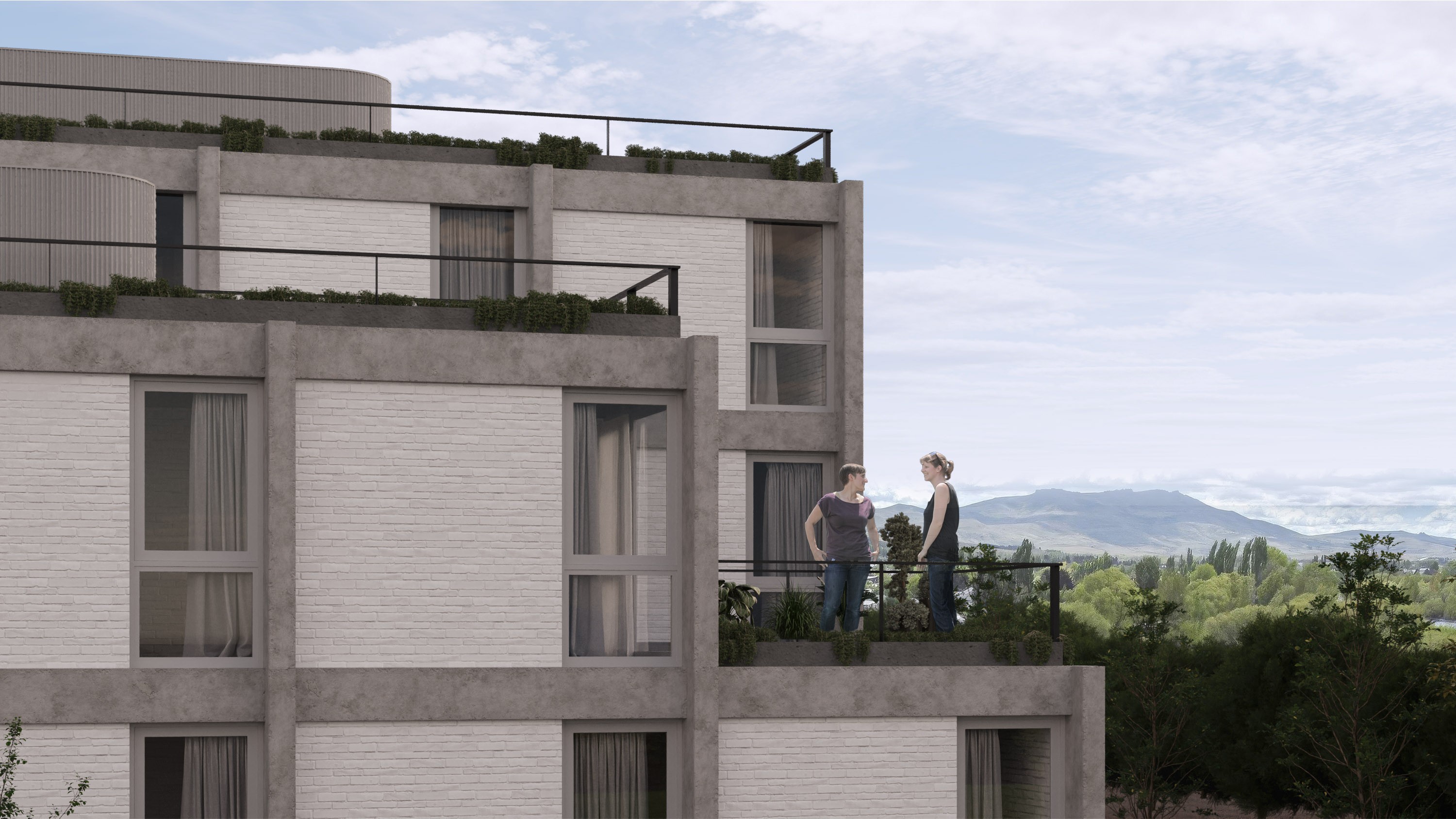 Abstract perspective view of two parallel walls with glowing lines, creating a futuristic and geometric effect.