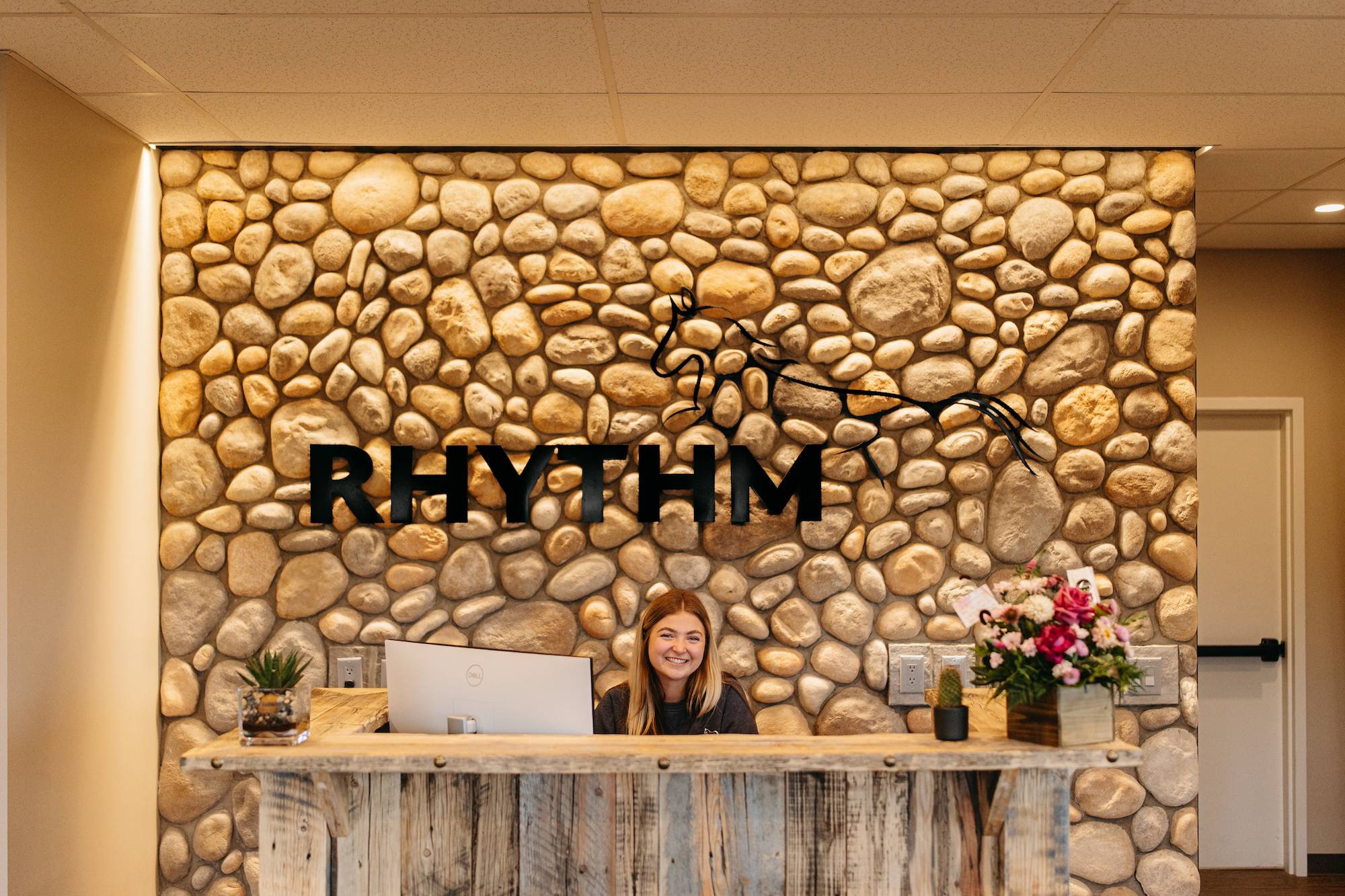 The reception desk at Rhythm Equine Saskatchewan