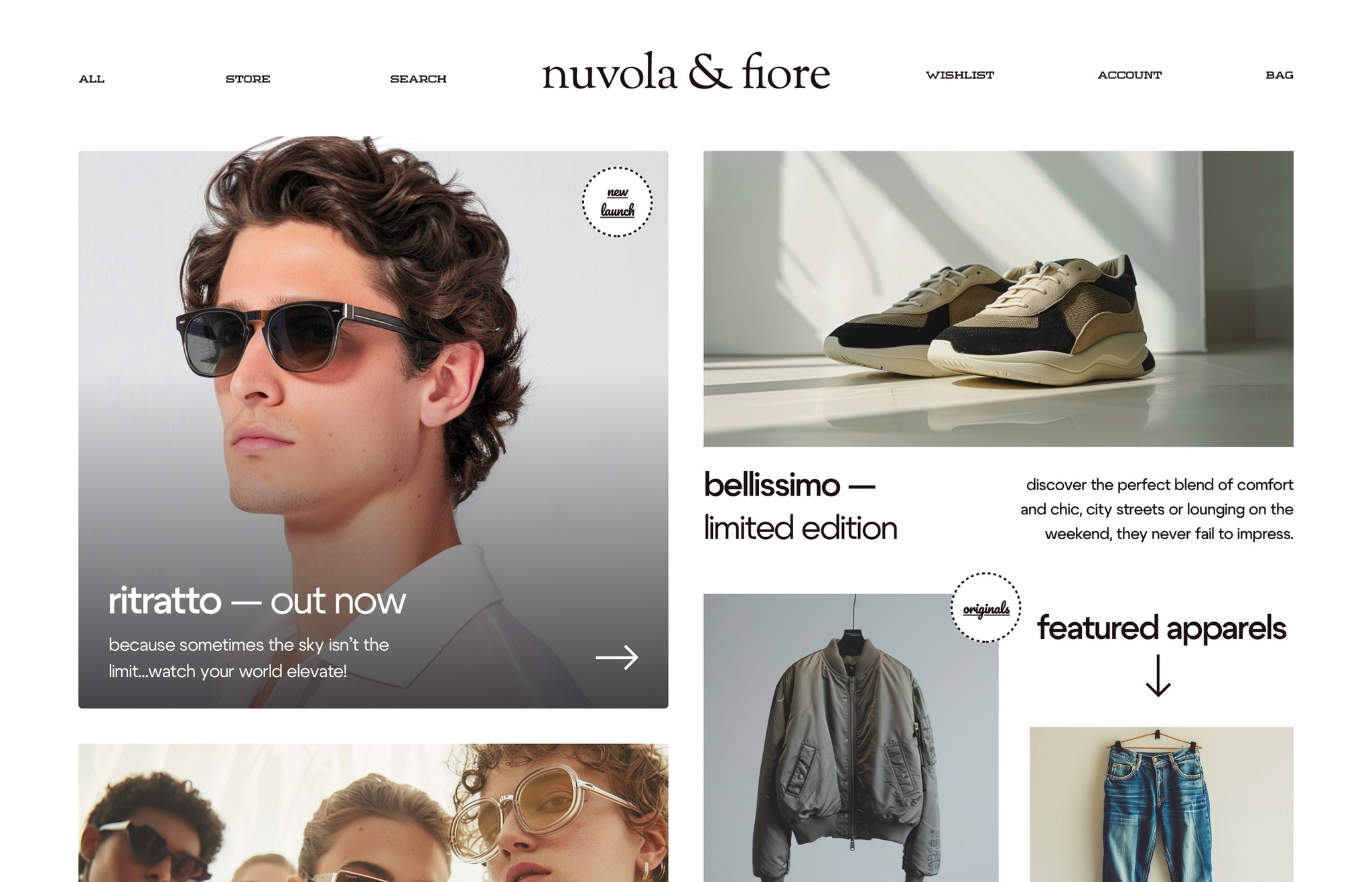 Web Design for Nuvola & Fiore, a clothing shop for quality clothes