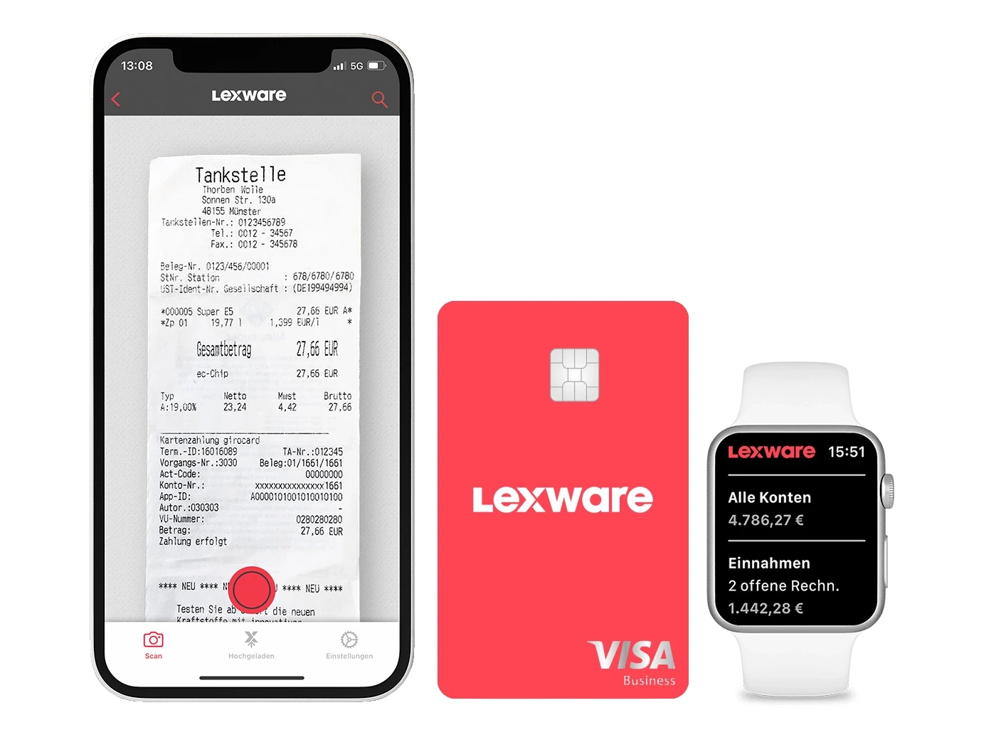Mit der mobilen App scannst du Belege unterwegs – Lexware office erstellt automatisch Buchungsvorschläge.