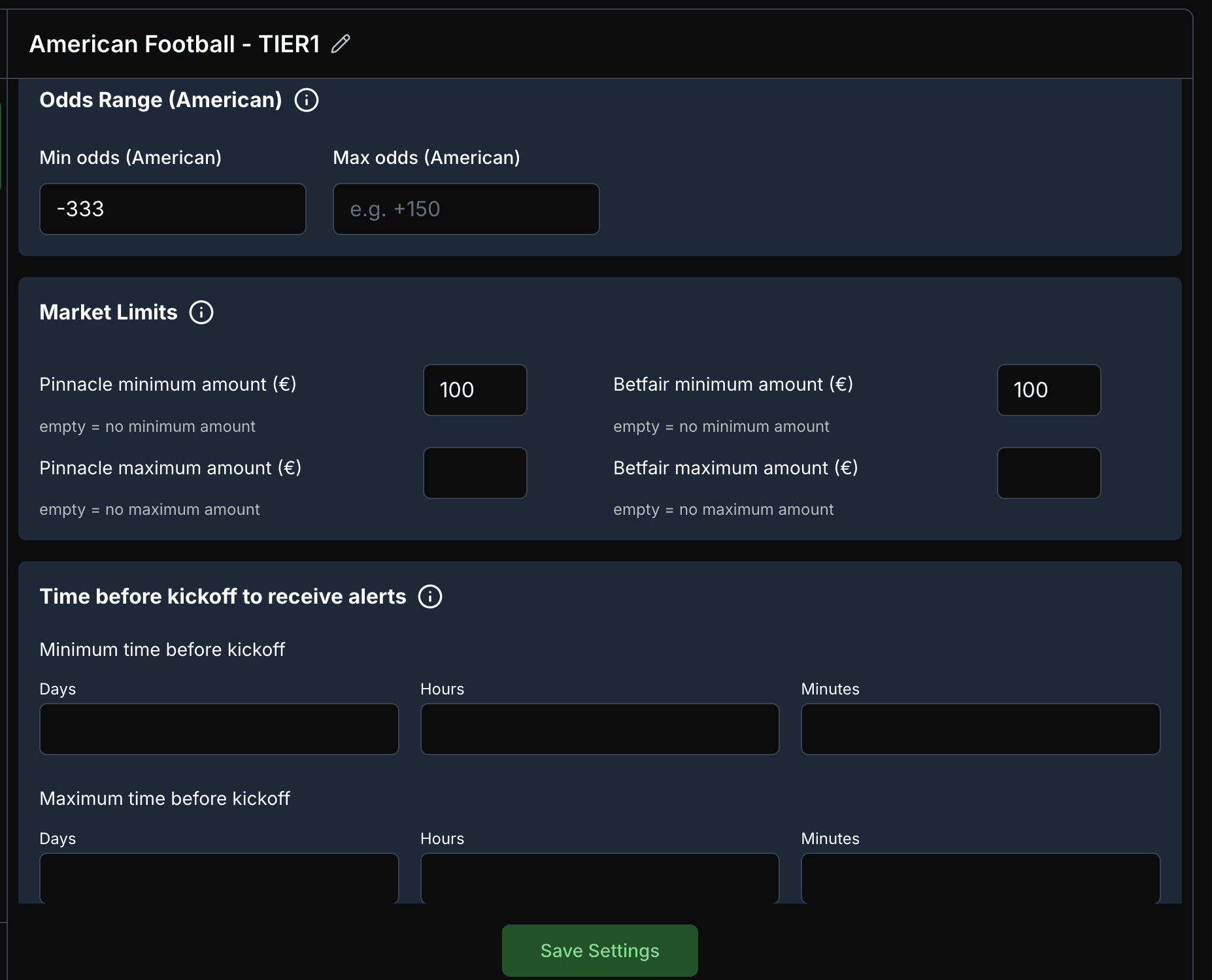ValueBetFactory filters part 2