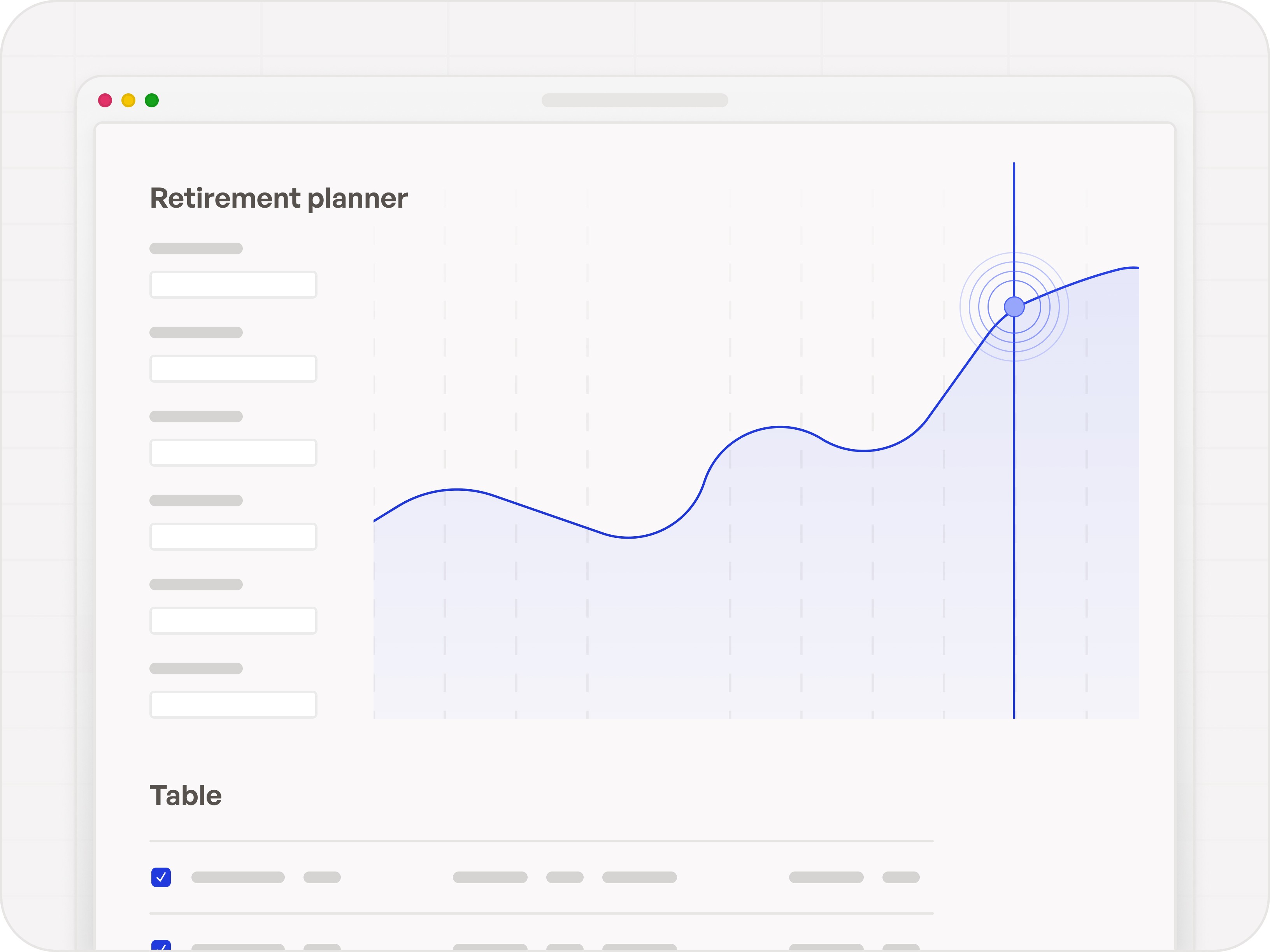 Retirement planner built in Convert