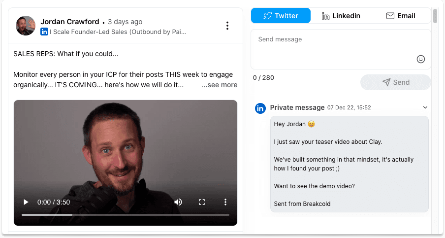 Message LinkedIn d'accélération du pipeline de vente