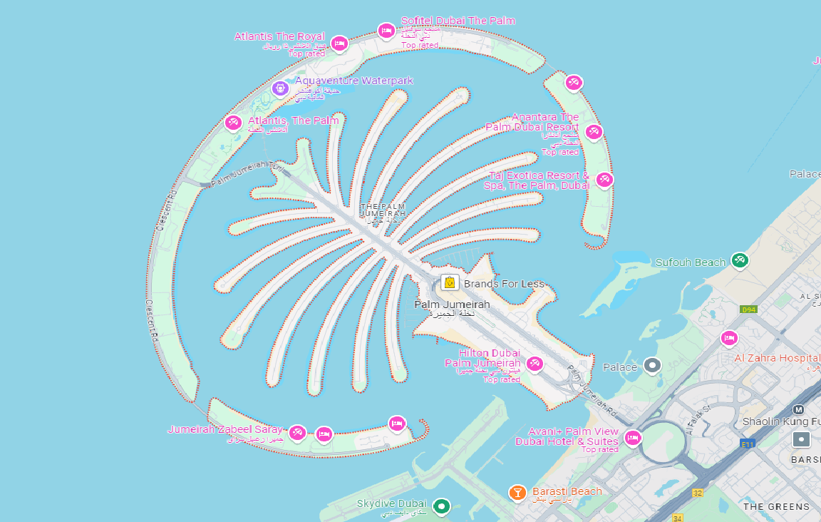 Palm Jumeirah Location Map