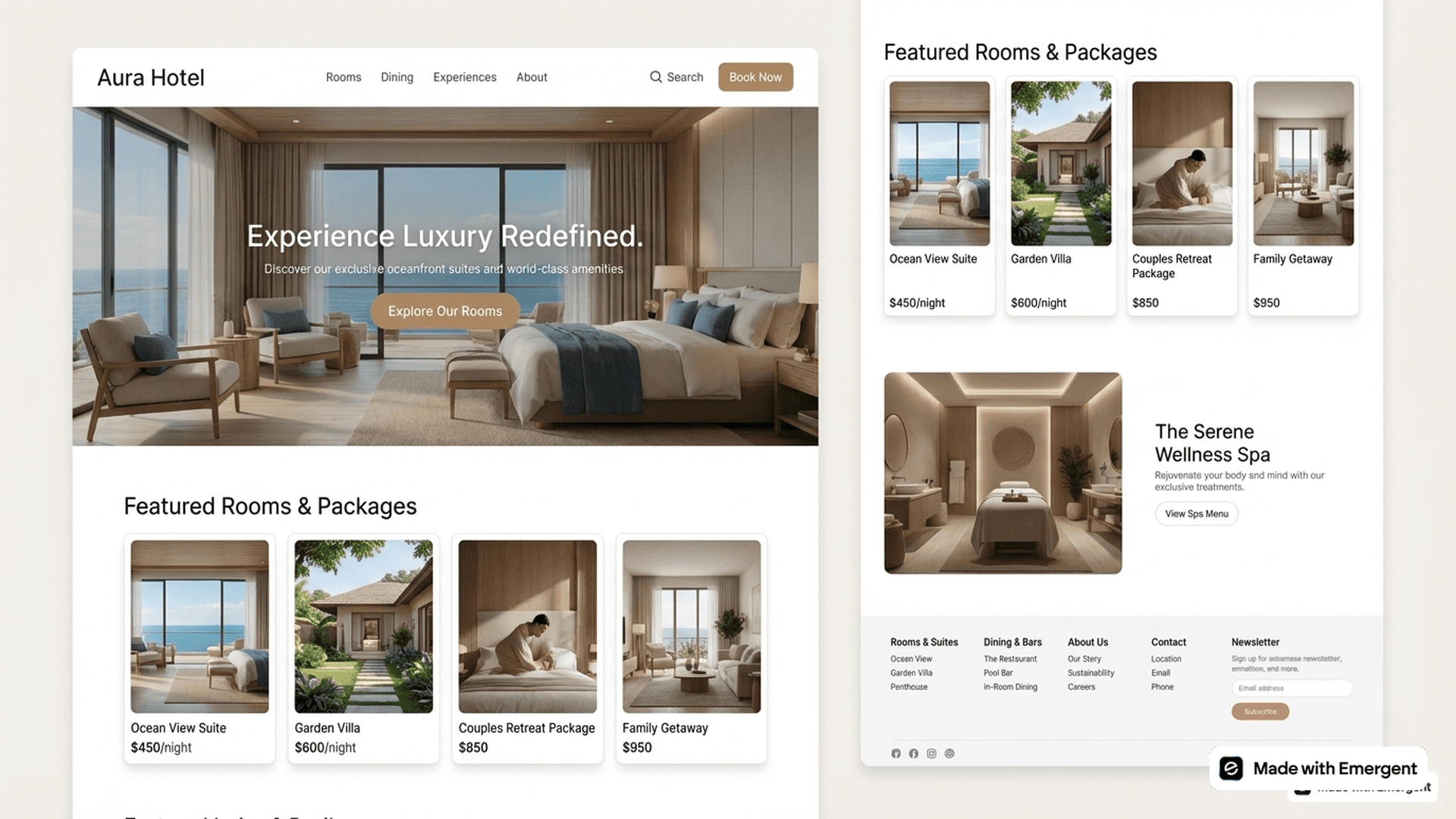 hotel website made with emergent