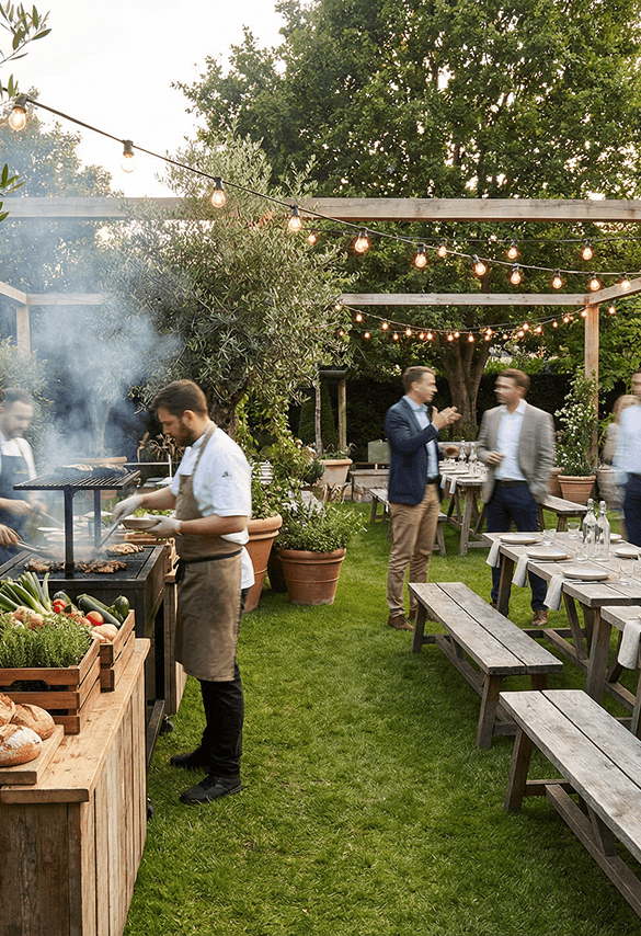 Hand holding a blue credit card over a white contactless payment reader on a wooden surface.