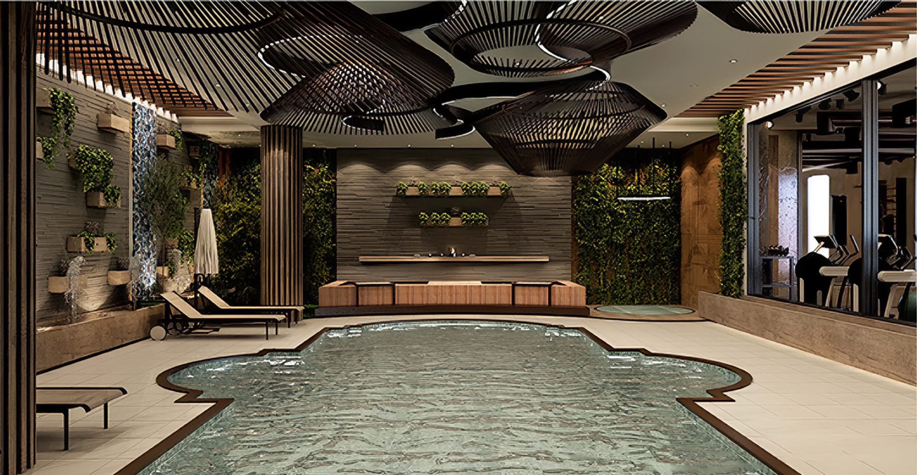 Inside pool