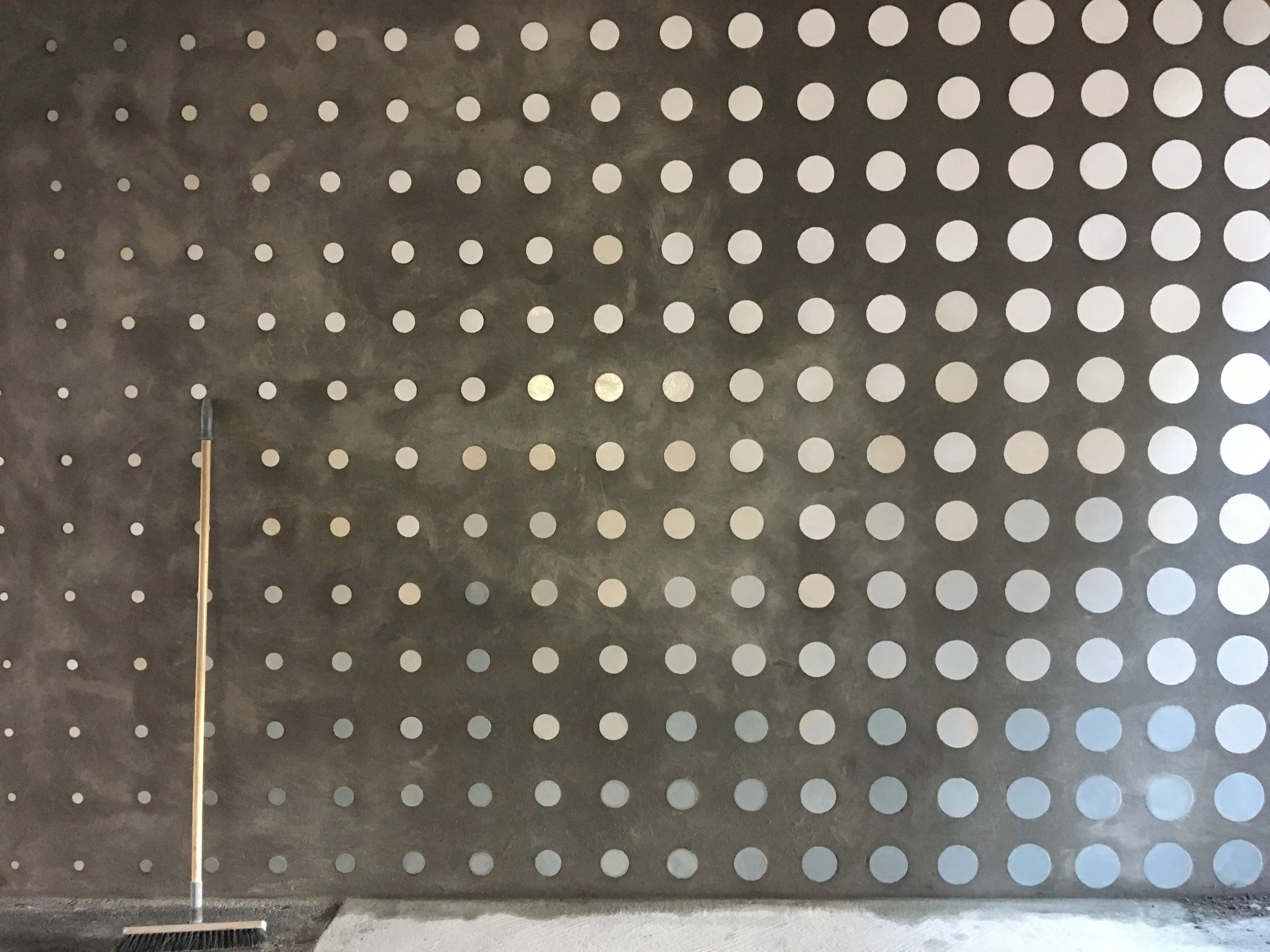 Putting up the tiles at Niels Bohr Bygning, Copenhagen University