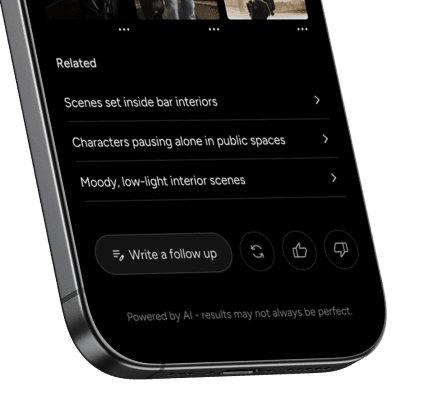 Search refinement interface offering visual and atmospheric scene descriptors