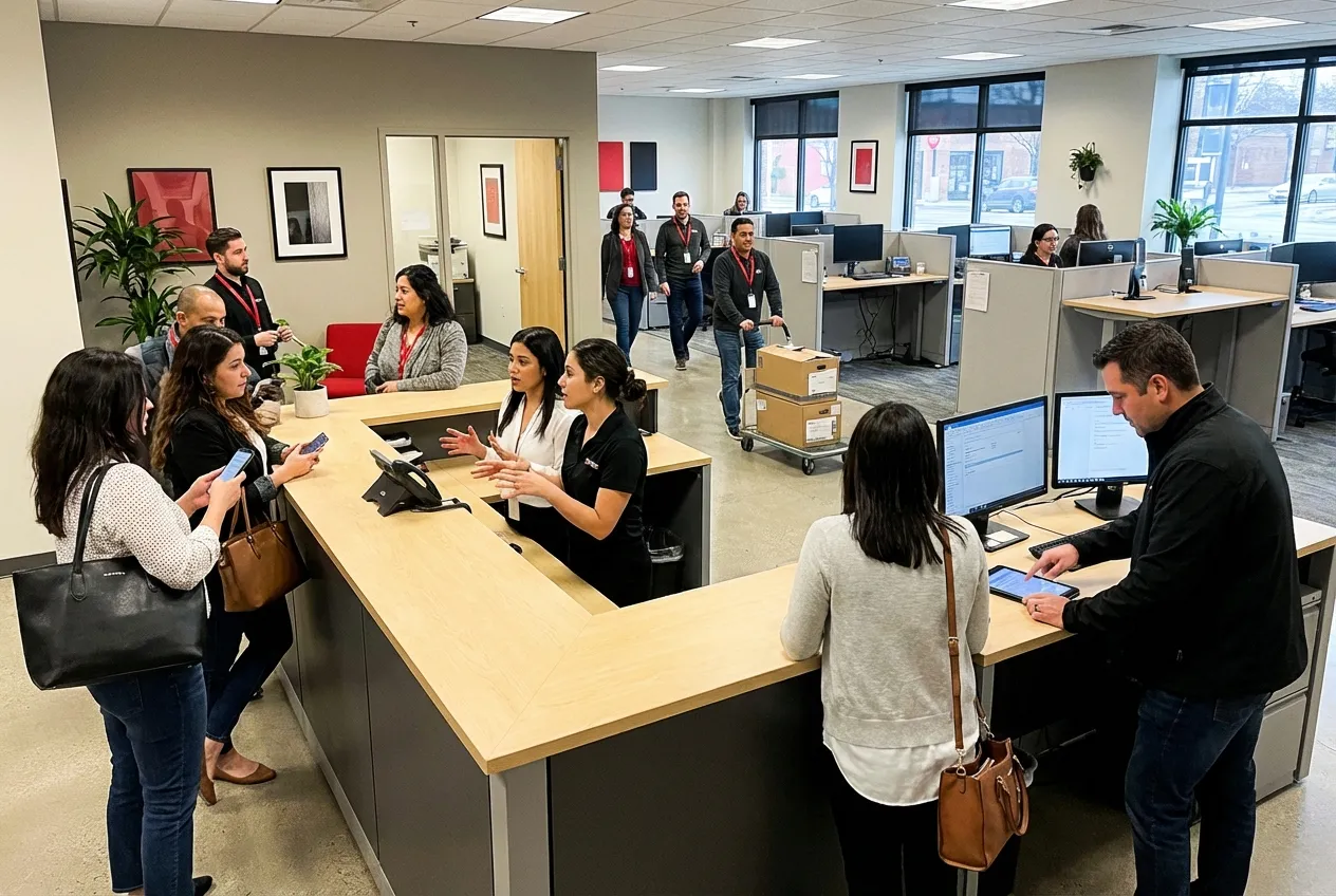 Office scene at RockN' Socials, a Digital Marketing Agency.