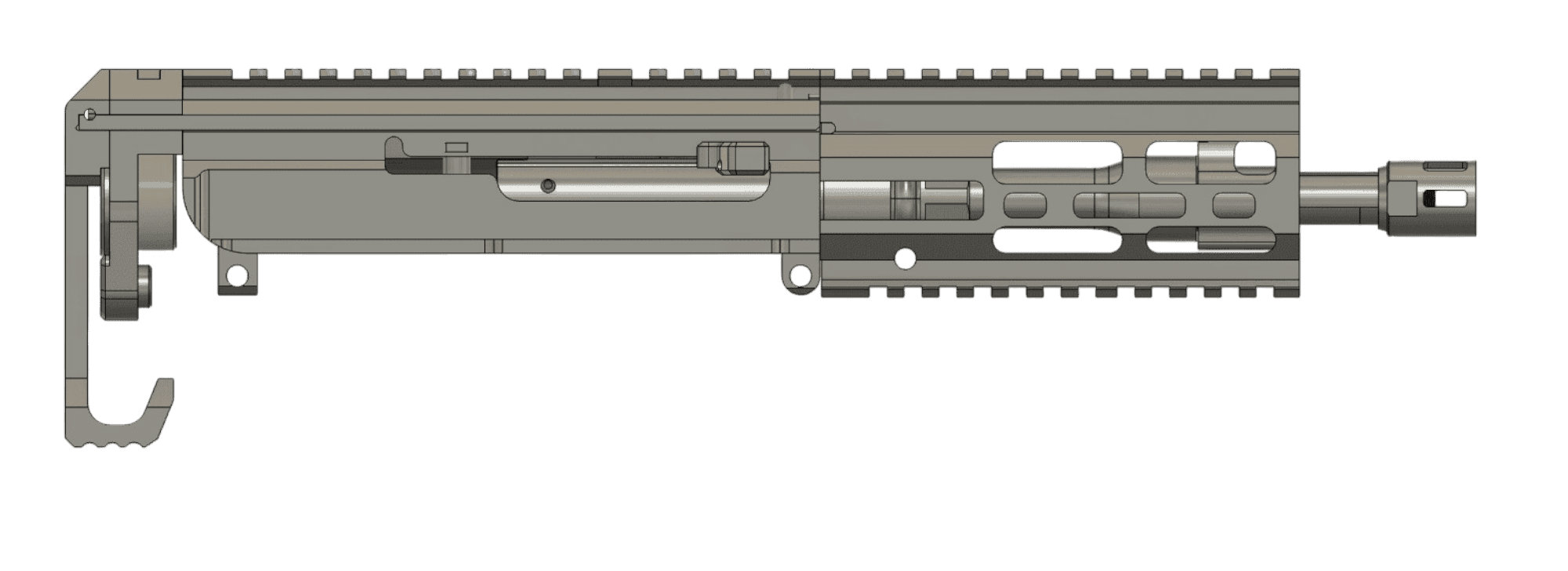 1.36 Right Side View of Upper Receiver Kit with Brace Retracted