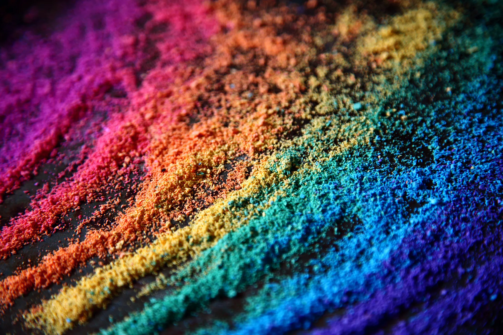 Closeup on color pigments of various hues