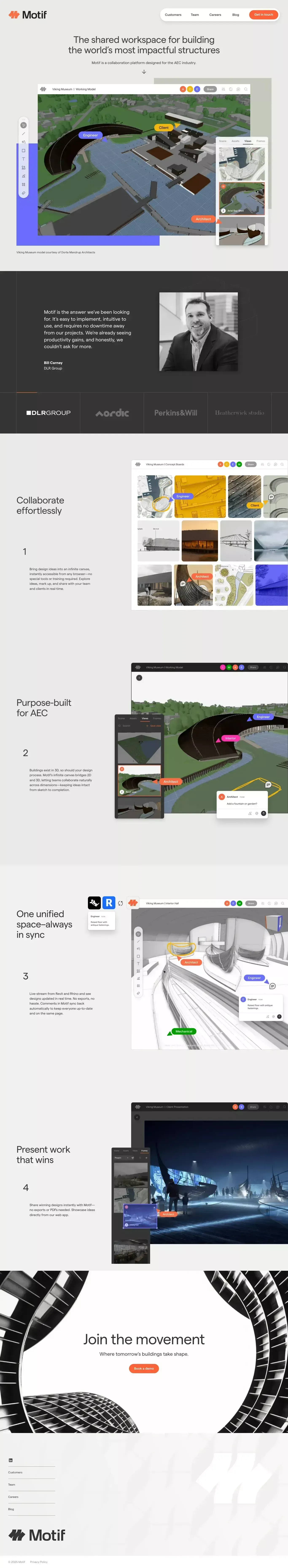 Motif portfolio page screenshot showcasing Architecture and Design design
