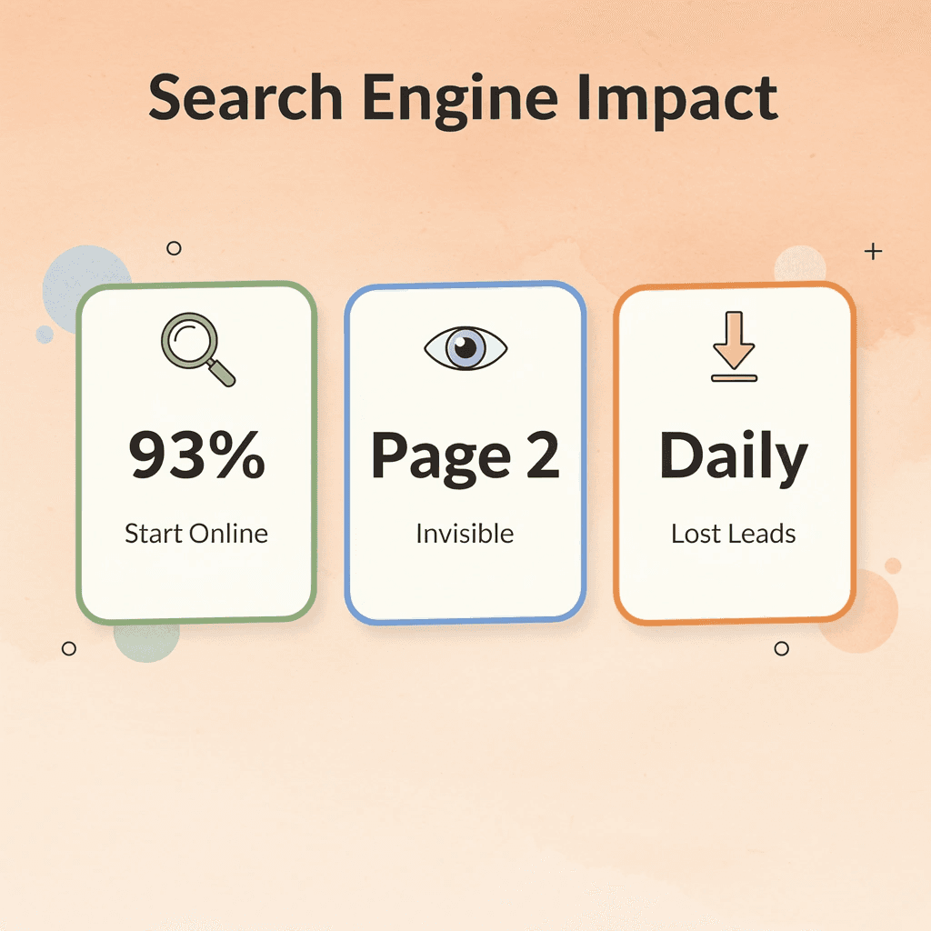 Statistics showing search engine impact on business visibility