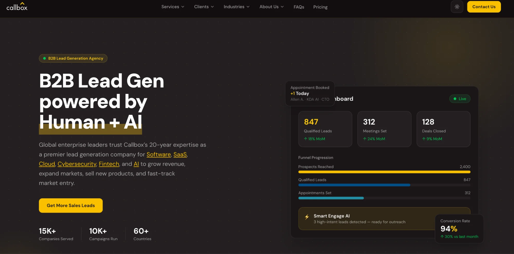Callbox homepage: multi-channel B2B lead generation and appointment setting