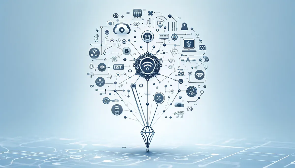 Future AI innovation and connected intelligent systems illustration