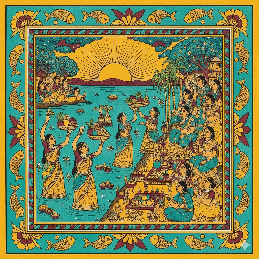 women praying to sun god