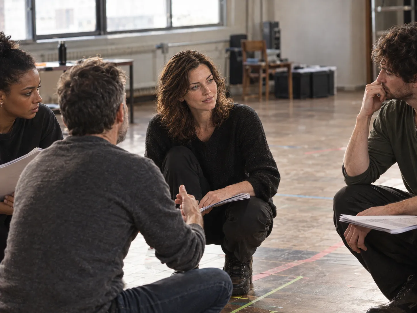 A director giving notes on the rehearsal floor