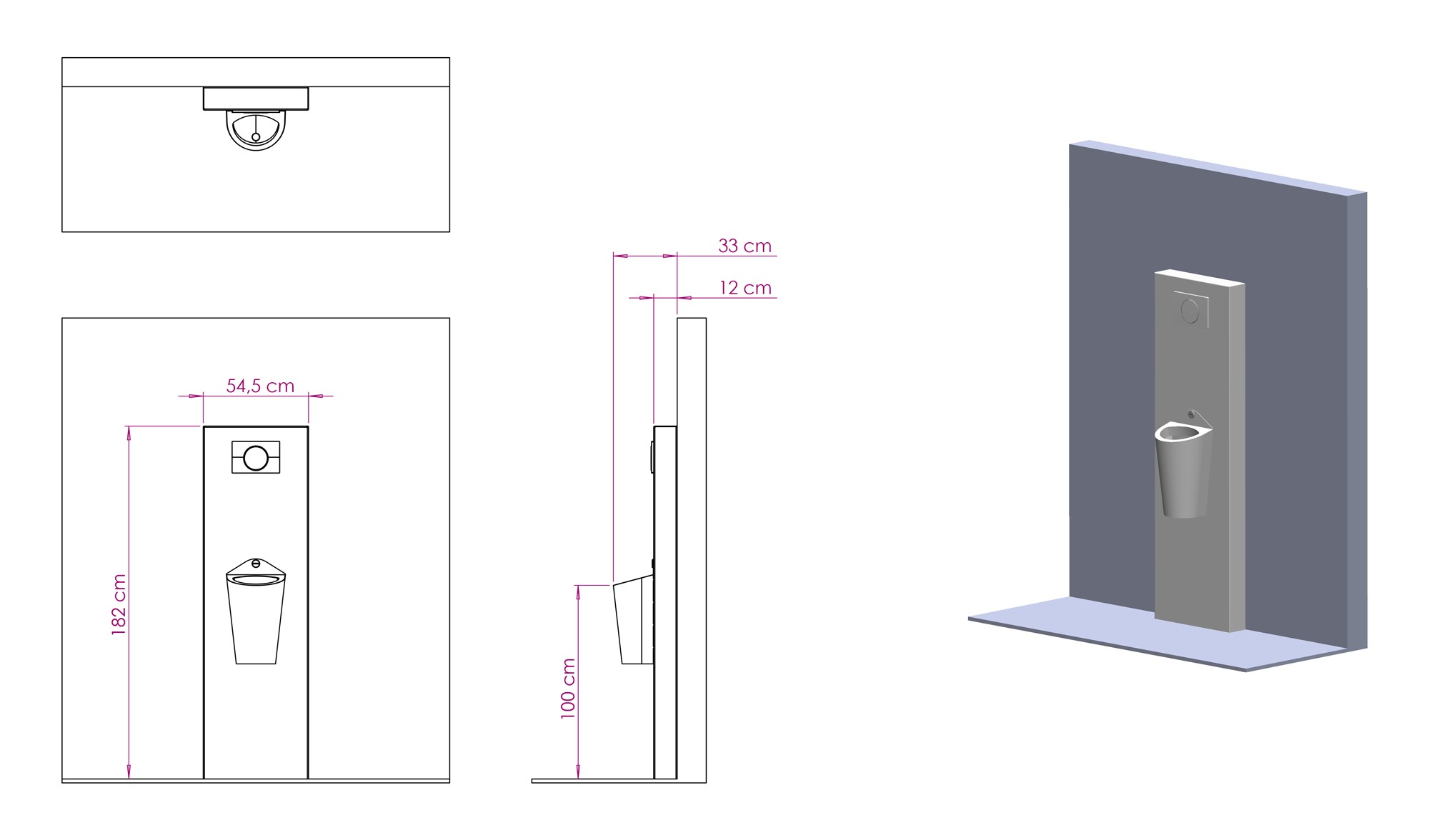Technische tekening van het Novaryn stomatoilet.