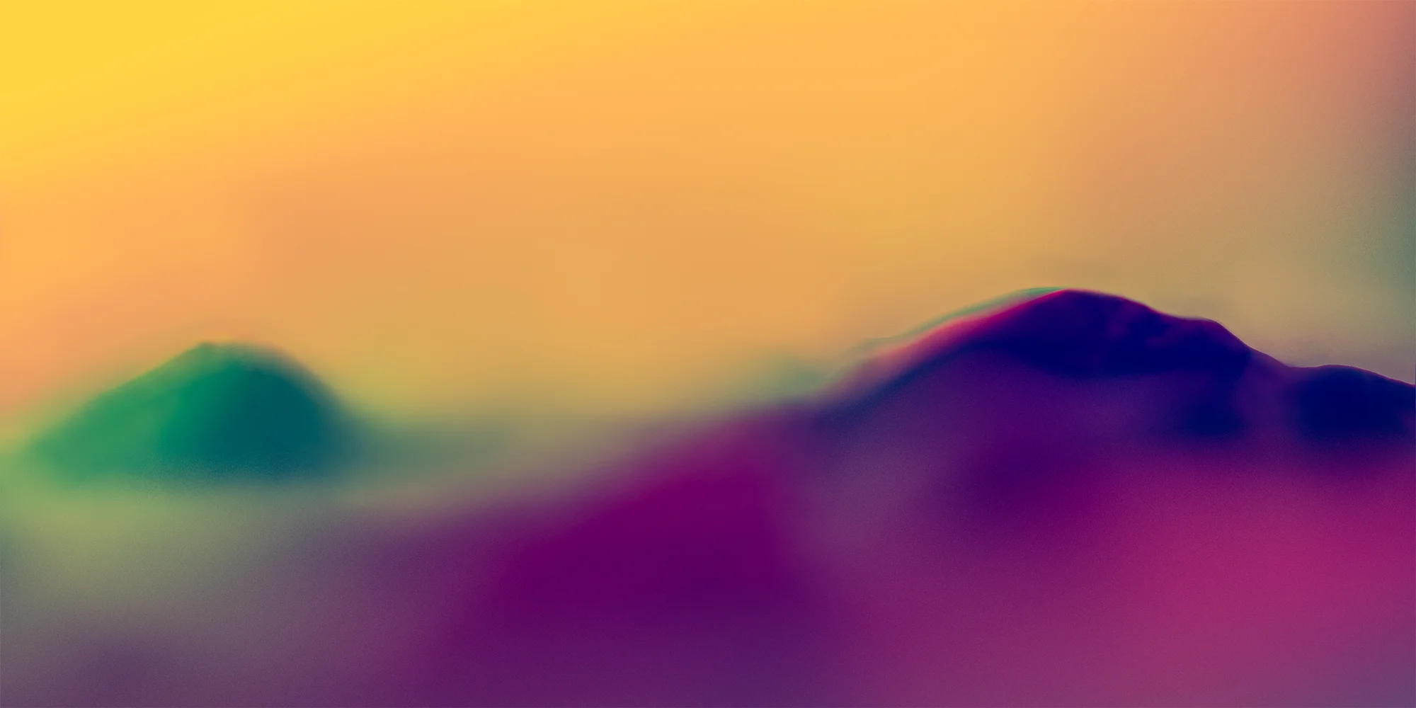 A colorful 3D render of a surreal mountain landscape with valleys and ridgelines that resemble the human figure.