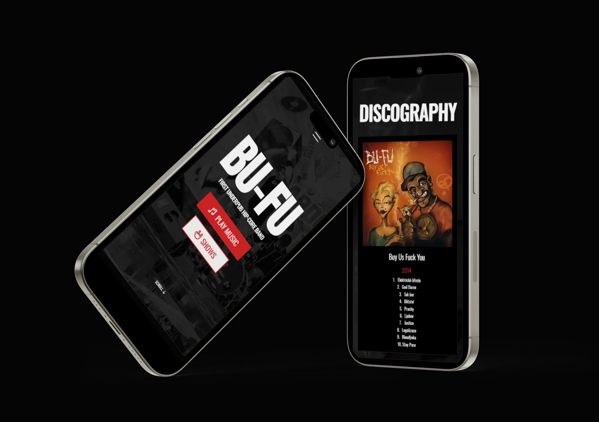 BU-FU website on Iphone mockup