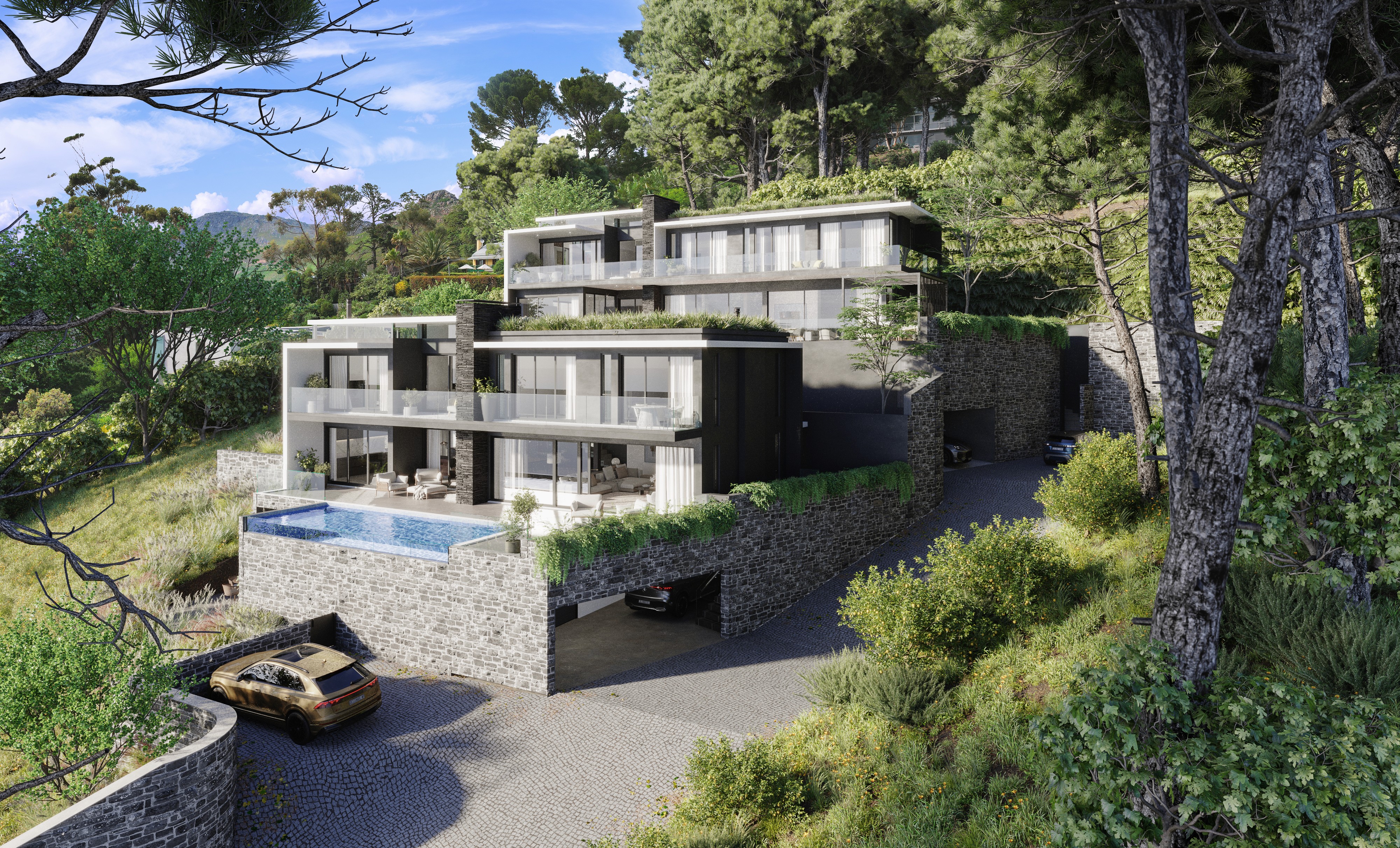 Steenberg Views elevated driveway architectural visualisation, Gerd Weideman Architects