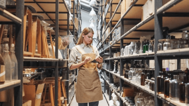 women looking at a file