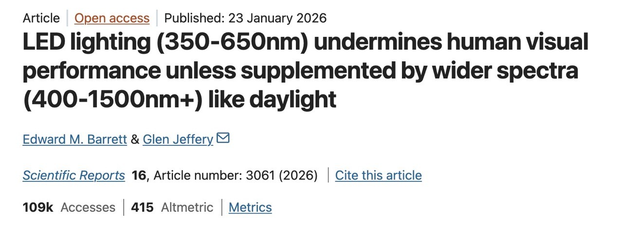 nature study glen jeffery LED human visual performance