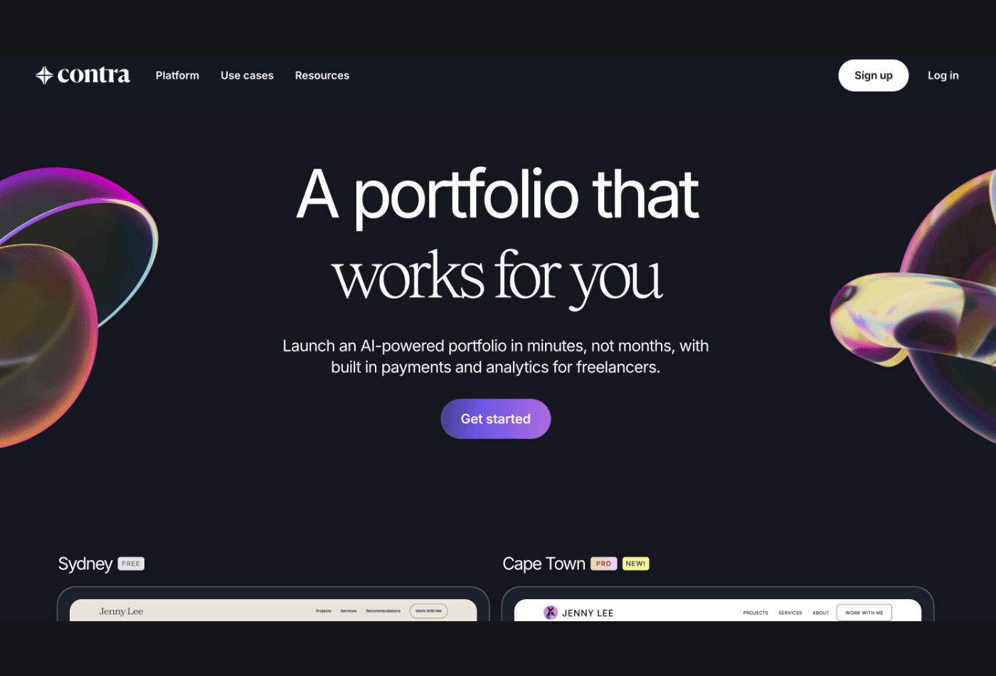 Contra AI portfolio builder