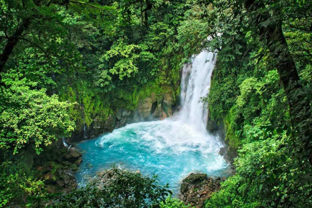 Rio Celeste waterfall in Tenorio Volcano National Park, Costa Rica