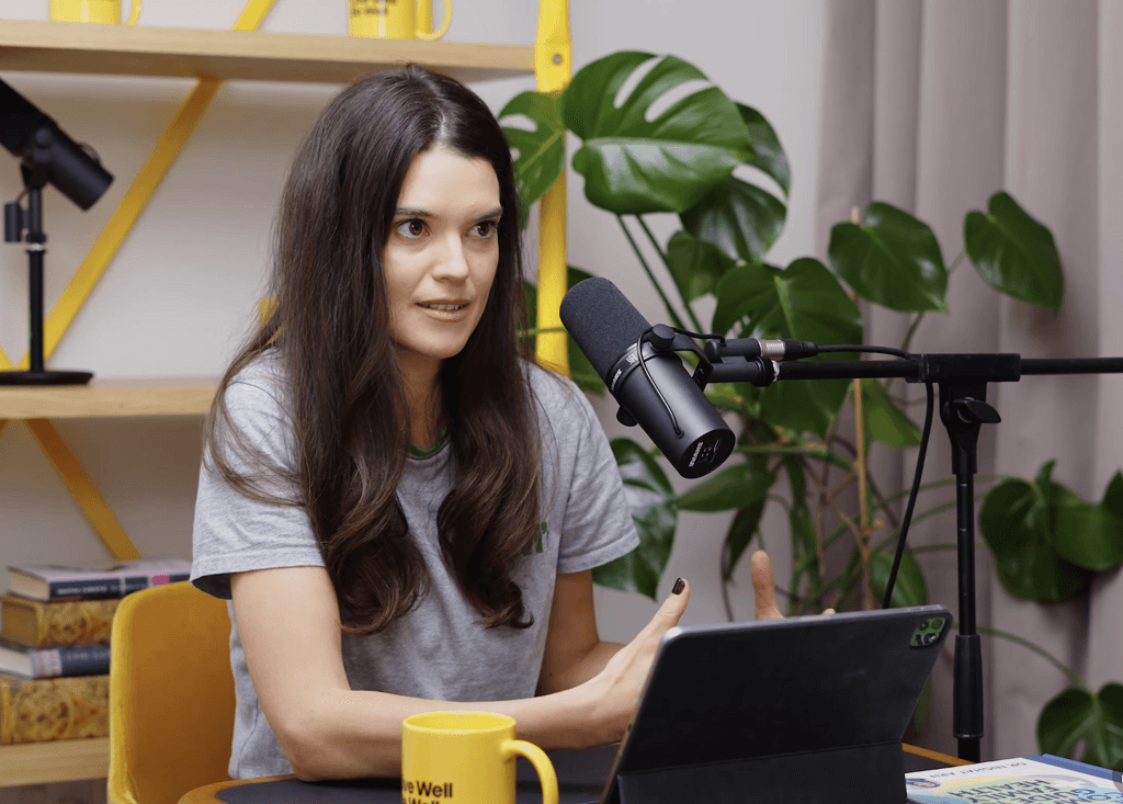 Sarah Ann Macklin talking on podcast