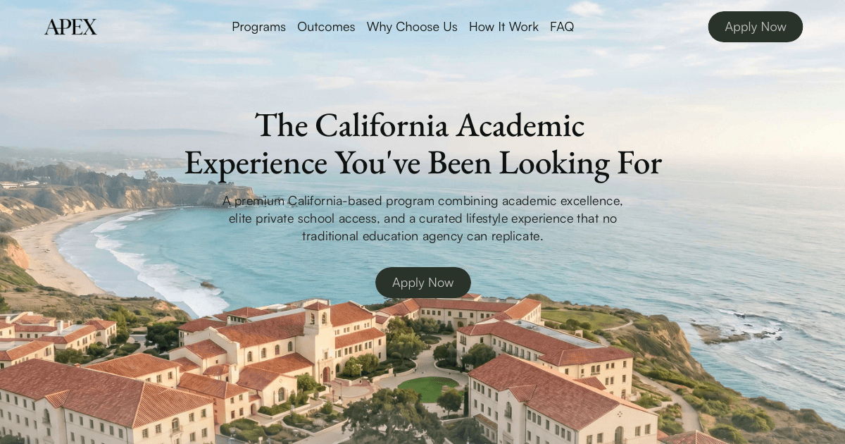 APEX Education Group website homepage built with Framer