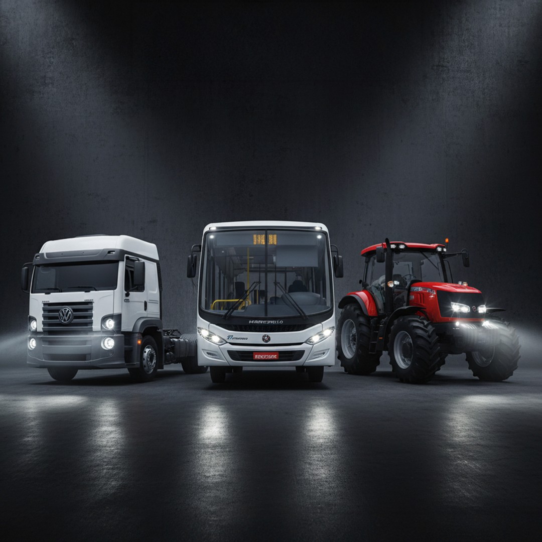 detalhe de faróis de caminhão com tecnologia Pradolux