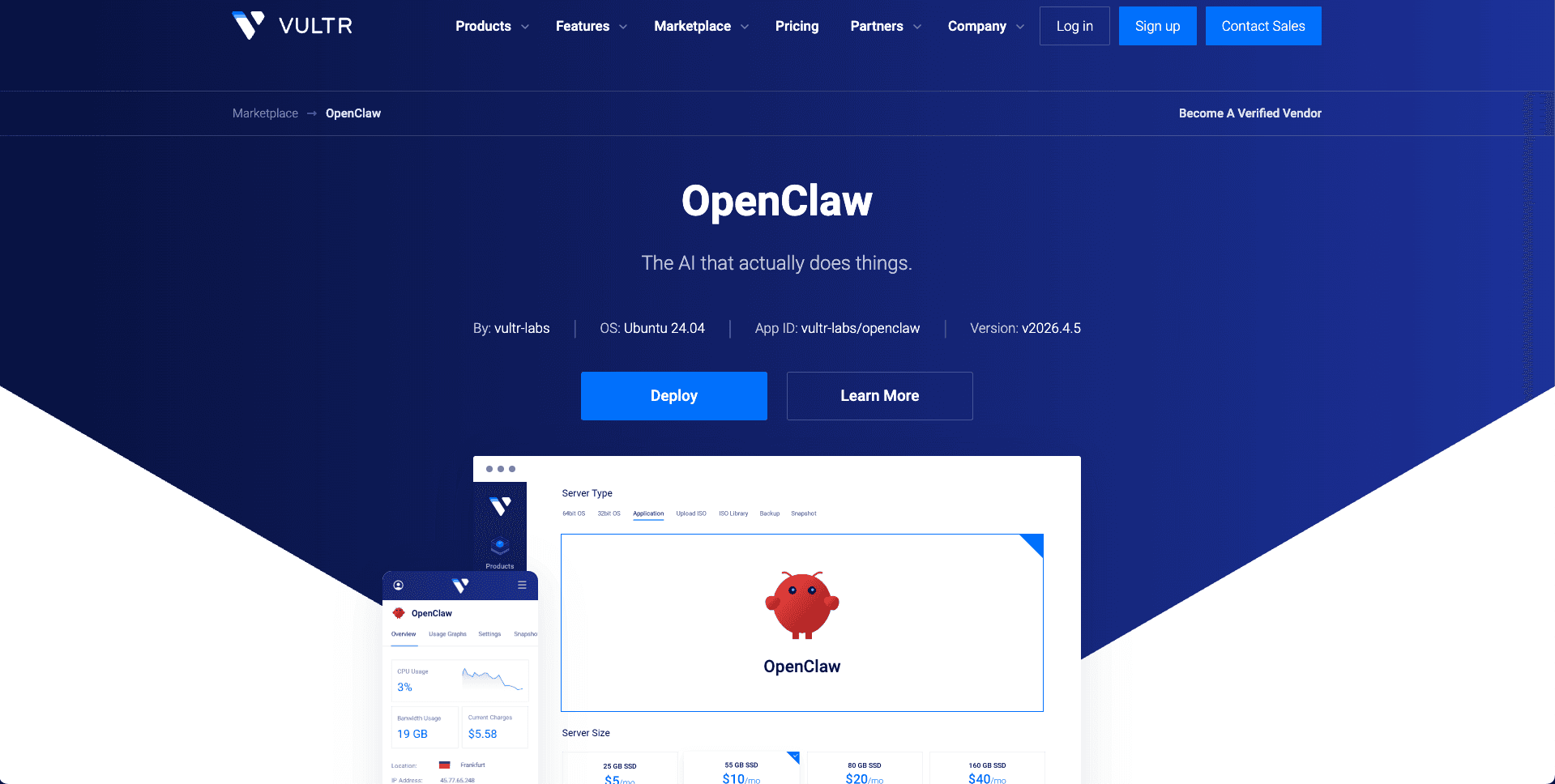 na de hosting Vultr Marketplace para desplegar OpenClaw, agente de IA en servidores cloud