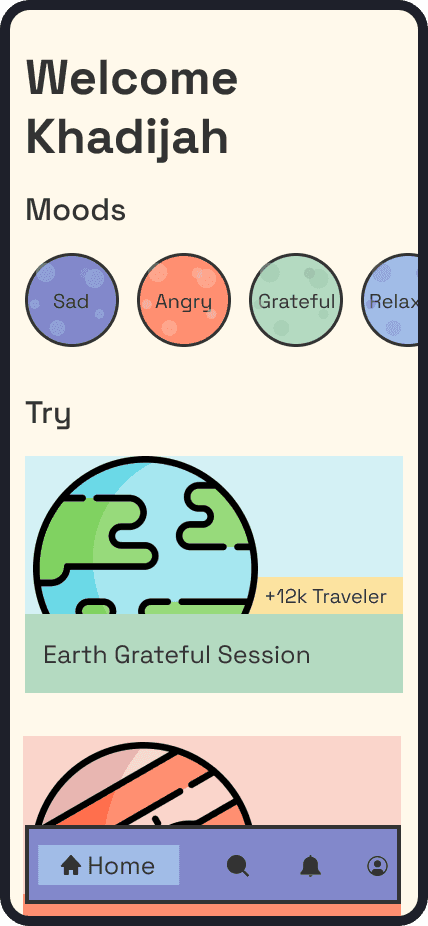 a picture of mobile ui design demonstrating the ability for the user to choose a planet for his mode