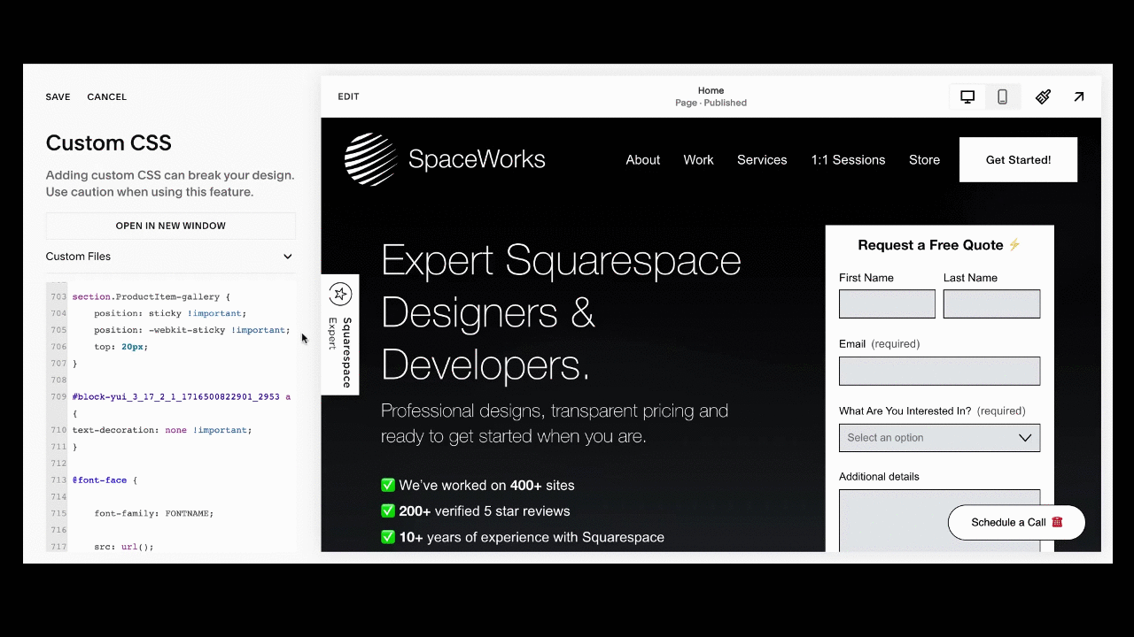 using custom font on squarespace