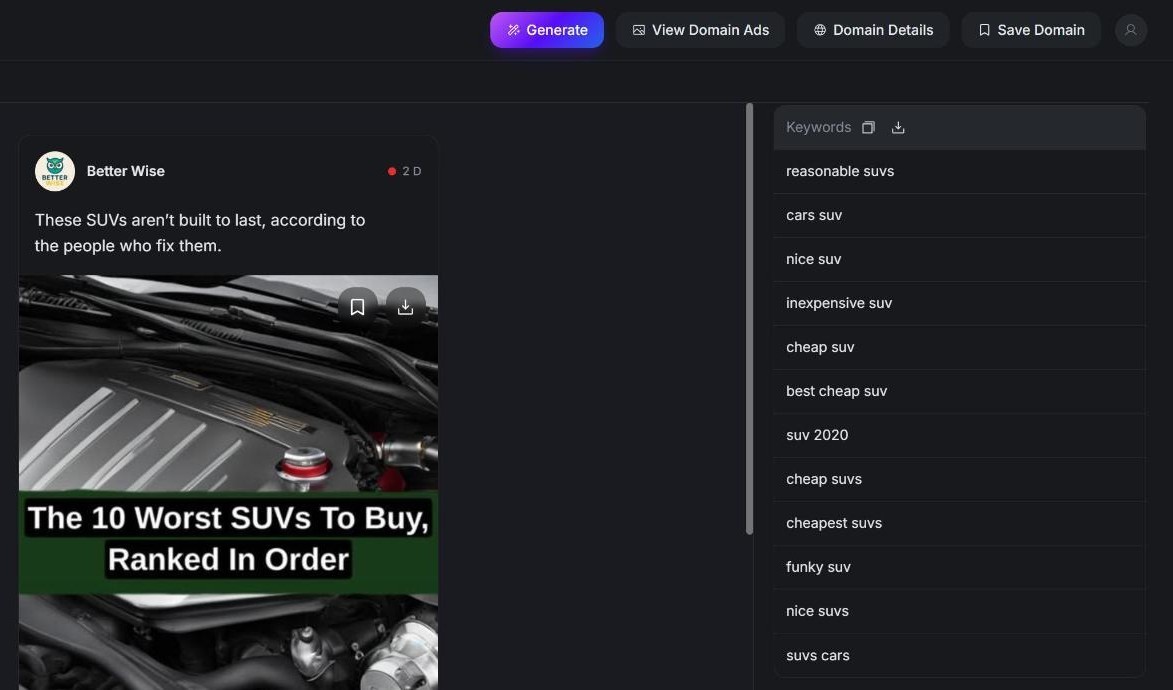 The arbitrage keywords behind the Better Wise SUV ad