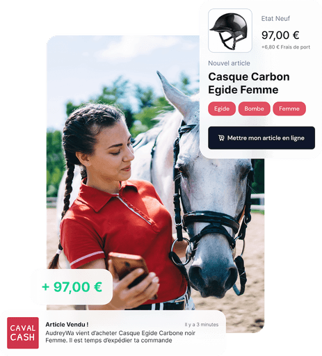 CavalCash la premiere papplication dédiée aux cavaliers. Acheter et revendre vos équipements hippiques en ligne