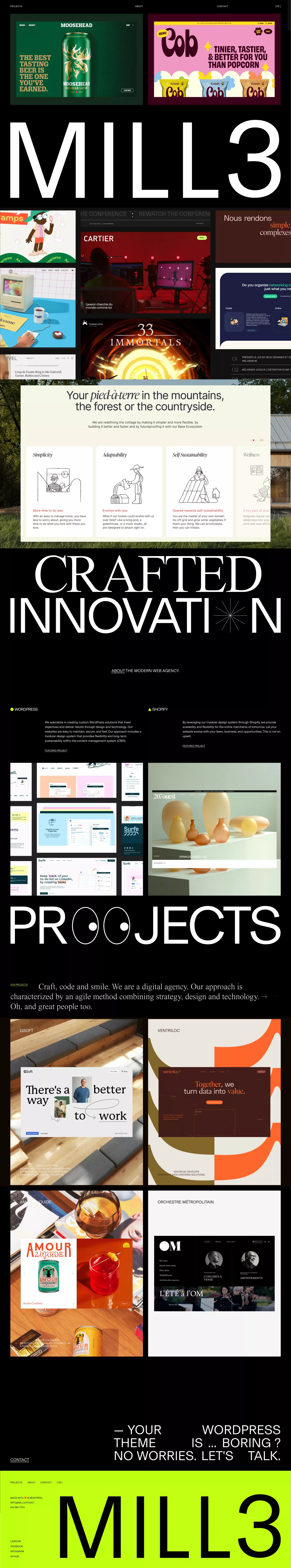 MILL3 - Digital Agency portfolio page screenshot showcasing Design and Tech design