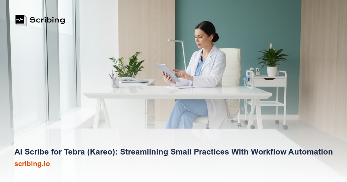 Corporate illustration representing AI scribe technology integrated with Epic EHR clinical documentation workflow