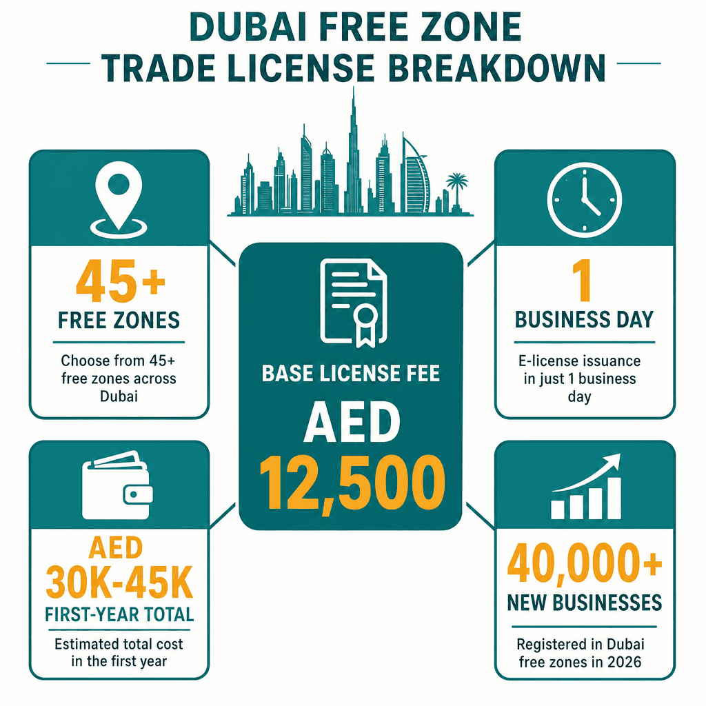 Infographic: Dubai Trade License AED 12500 Guide