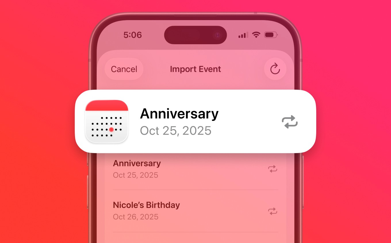 importing an event from calendar