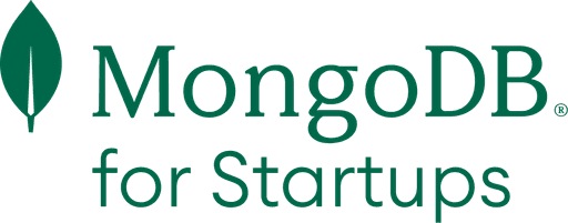 MongoDB for Startups' in green, representing MongoDB's support program for startup companies