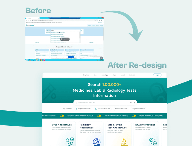 Medical info screens of old and new design 