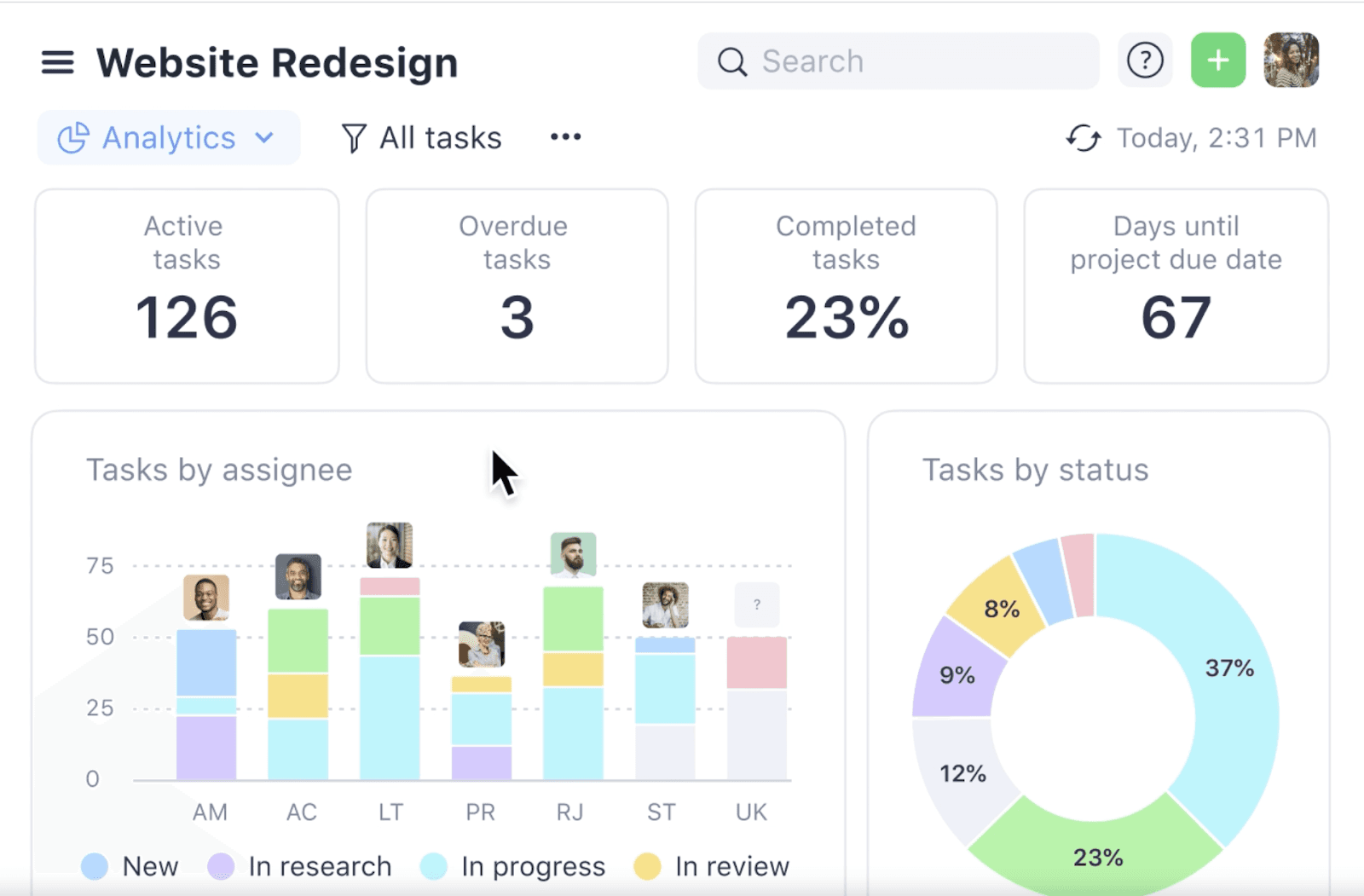 Wrike project management tool interface