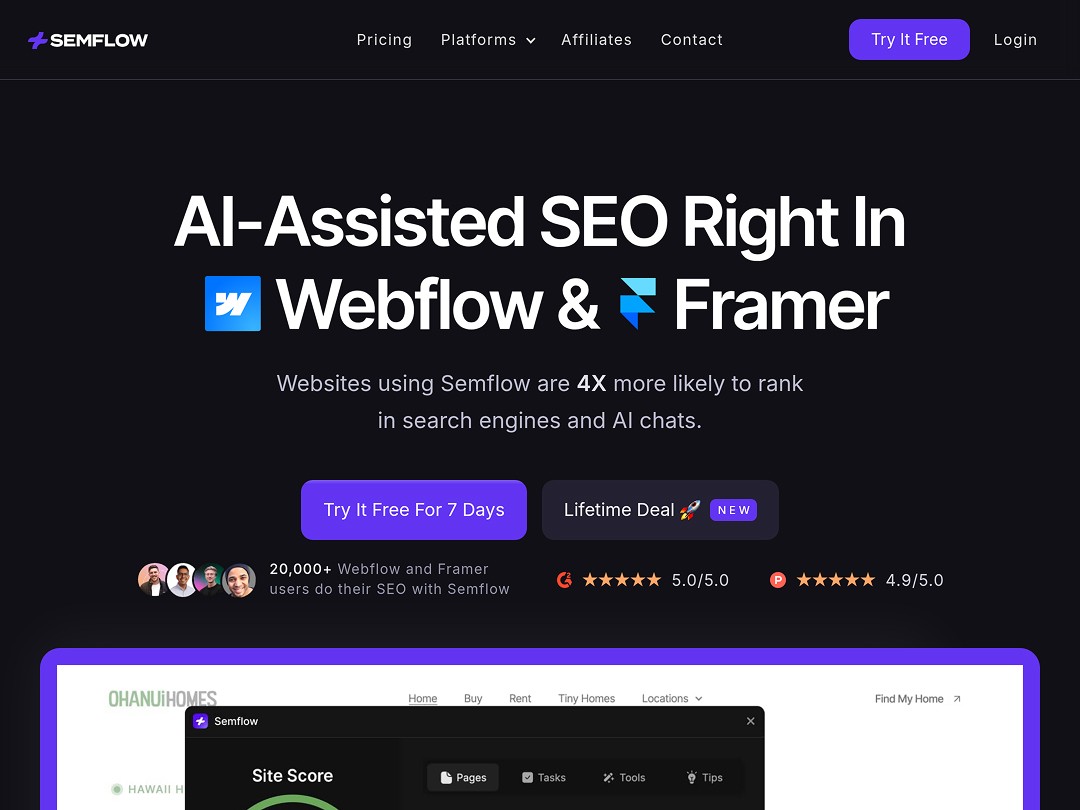 AI-powered SEO for Webflow and Framer, enhancing search rankings.