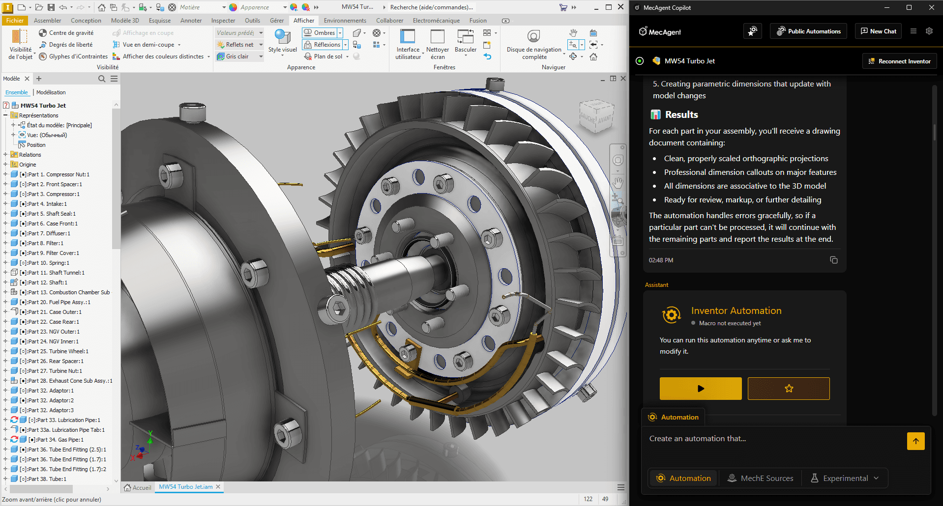 Robot hand on the cad software  solidworks with mecagent software on it right